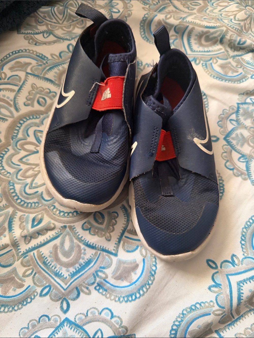 Nike Kids Navy and Red Slip-On Athletic Sneakers